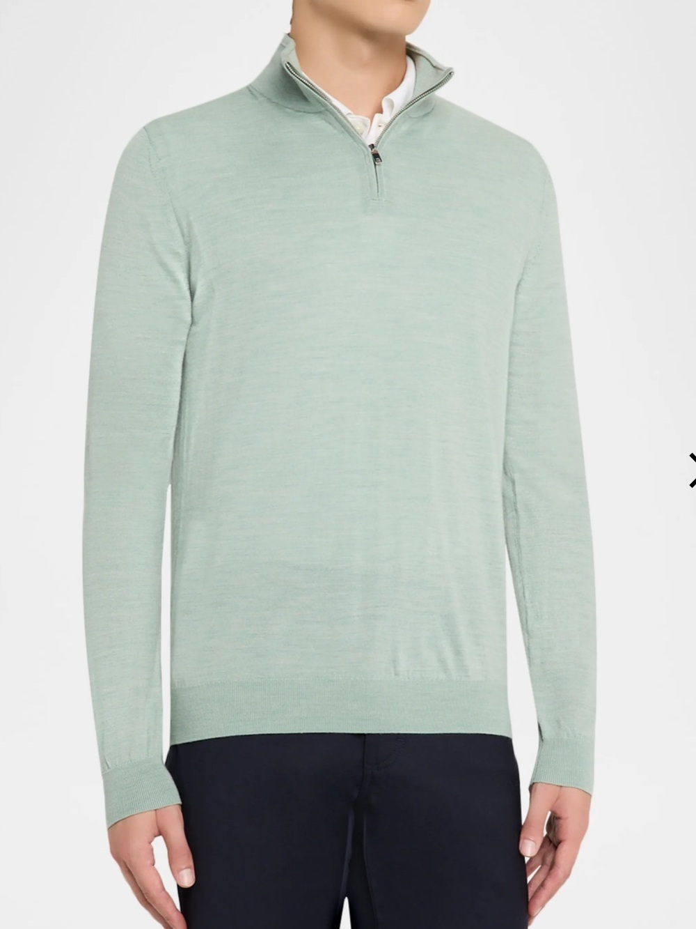 Reiss Blackhall Merino Wool Funnel Neck Quarter-Zip Sweater Size XL